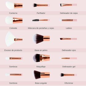 Rosa Make-up-Pinsel-Set mit Aufbewahrung