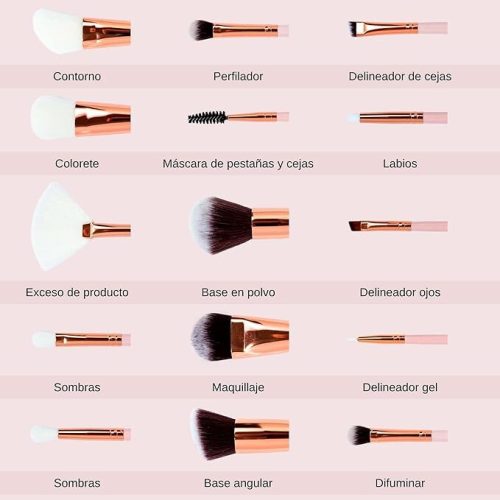 Rosa Make-up-Pinsel-Set mit Aufbewahrung