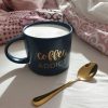 Keramiktasse (blau mit goldenem Schriftzug)