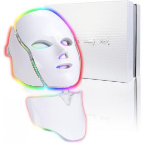   7-Farben-LED-Gesichts- und Halsmaske, Lichttherapie-Aknebehandlung und Hautverjüngungsgerät