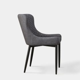 Dundas, Esszimmerstühle, 2er-Set – graues Kunstleder