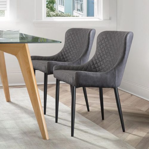 Dundas, Esszimmerstühle, 2er-Set – graues Kunstleder