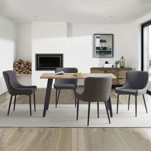 Dundas, Esszimmerstühle, 2er-Set – graues Kunstleder