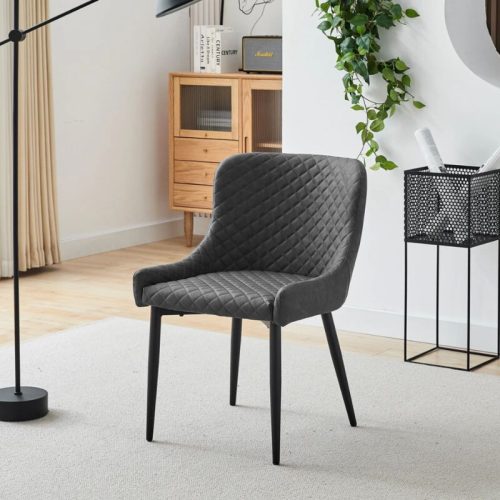 Dundas, Esszimmerstühle, 2er-Set – graues Kunstleder