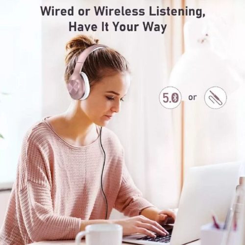 LETSCOM H10 Bluetooth-Kopfhörer – Over-Ear, 100 Stunden Akkulaufzeit – Roségold
