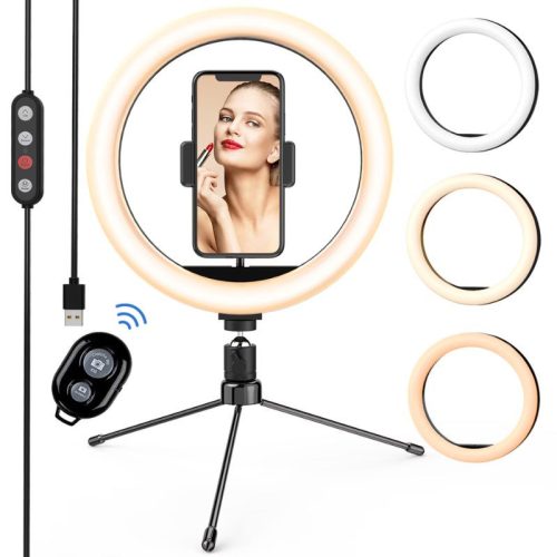 Letscom F-531 25 cm LED-Ringlicht mit Ständer und Bluetooth-Fernbedienung