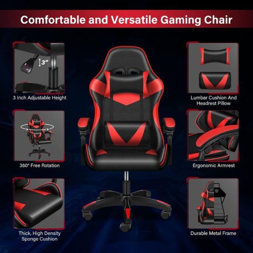 Insma Schwarz-Roter ergonomischer Gamer-Stuhl