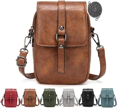 Haiwill Damen Vintage Leder Umhängetasche (Braun)