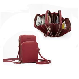 Modische Handyhalter-Umhängetasche (Burgunderrot)