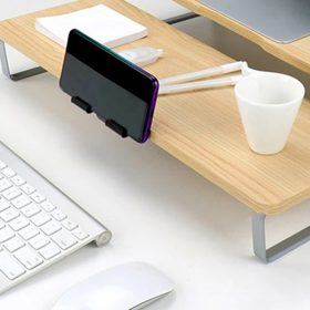 Klassischer Monitorständer mit Handyhalter – Weiß
