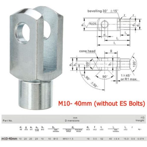 Gasfeder-Endbaugruppe ohne ES, 1Paar M10–40 mm