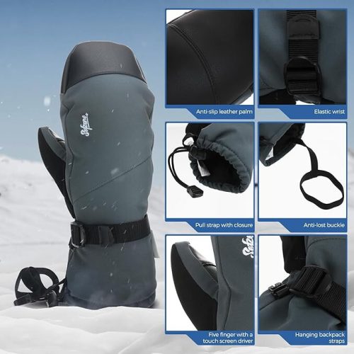 Sefzone Touchscreen wasserdichte Einfinger-Skihandschuhe XL
