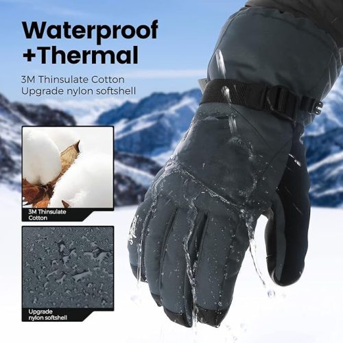 Sefzone Touchscreen-Skihandschuhe für Herren/Damen L (Graublau)