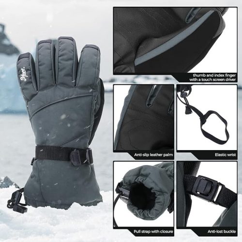 Sefzone Touchscreen-Skihandschuhe für Herren/Damen L (Graublau)