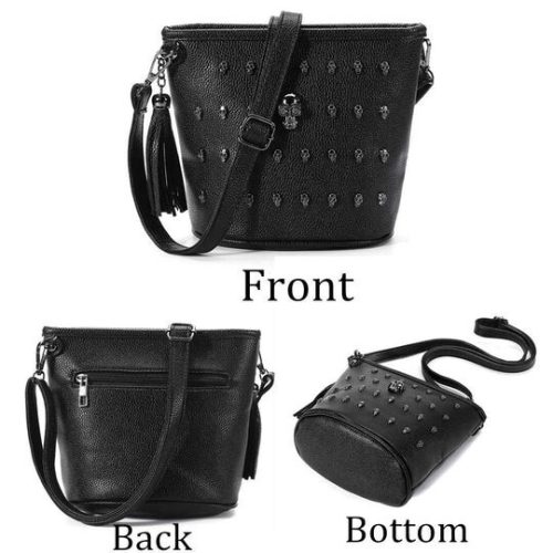 Modische Damenhandtasche mit Totenkopfmuster (Schwarz)