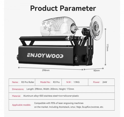 ENJOYWOOD R3 PRO Drehwalze, abnehmbares Stützmodul