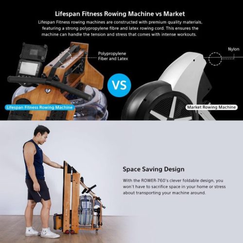 Lifespan Fitness Vízellenállásos Fa Evezőgép LCD Kijelzővel