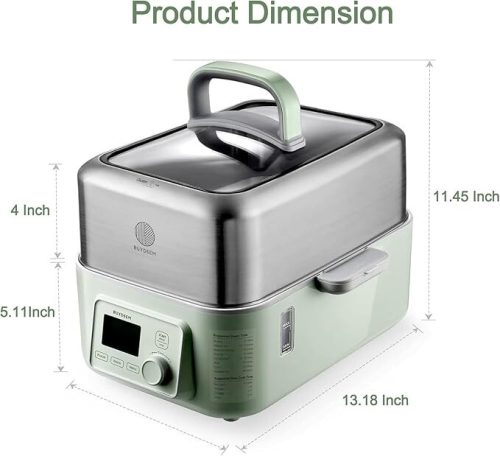 Buydeem G564 Elektrischer Multifunktions-Dampfgarer mit Kochtöpfen, 5l (grün)