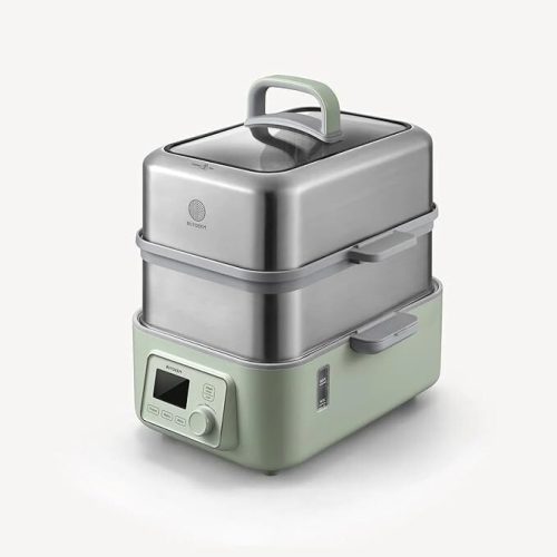 Buydeem G564 Elektrischer Multifunktions-Dampfgarer mit Kochtöpfen, 10 l (grün)