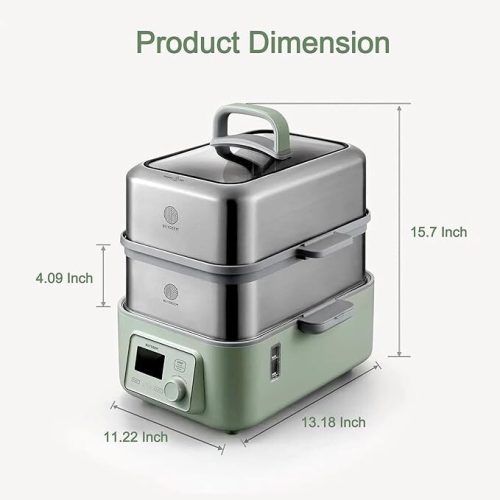 Buydeem G564 Elektrischer Multifunktions-Dampfgarer mit Kochtöpfen, 10 l (grün)
