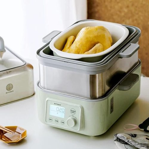 Buydeem G564 Elektrischer Multifunktions-Dampfgarer mit Kochtöpfen, 10 l (grün)