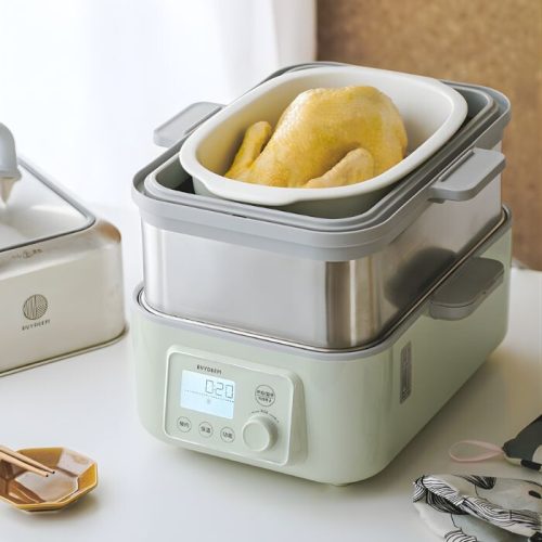 Buydeem G564 Elektrischer Multifunktions-Dampfgarer mit Kochtöpfen, 10 l (grün)