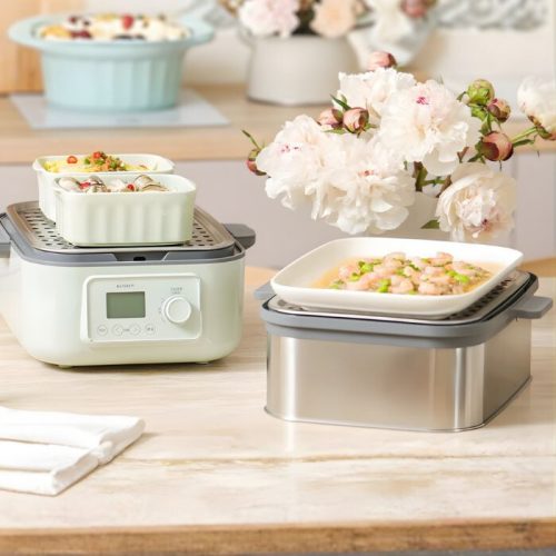 Buydeem G564 Elektrischer Multifunktions-Dampfgarer mit Kochtöpfen, 10 l (grün)