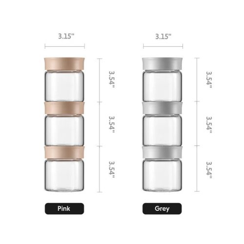 Buydeem CS1001 Frischhalteglas, 200 ml, 3Stück (grau)
