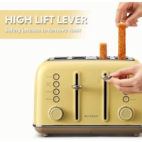   Buydeem DT640E Kenyérpirító – 4 szeletes, Citromsárga Retro Design