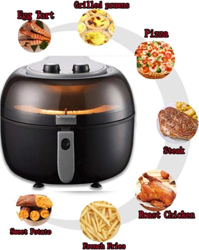 Nineshield Konvektionsofen mit rotierender Klinge, Airfryer, 8l, 1500 W, schwarz