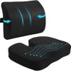 Blux Memory Foam Sitzkissen und Lordosenstütze Set – Ergonomischer Komfort für Zuhause, Büro und Auto – Schwarz
