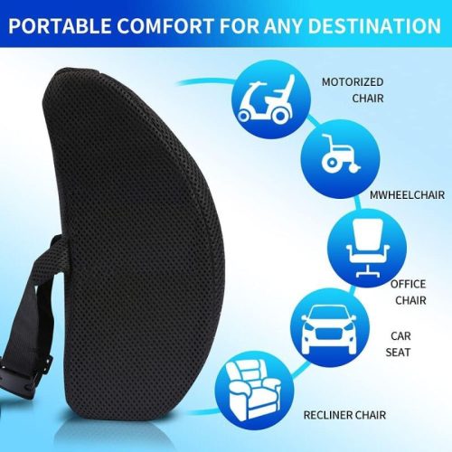 Blux Memory Foam Sitzkissen und Lordosenstütze Set – Ergonomischer Komfort für Zuhause, Büro und Auto – Schwarz