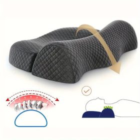   Blux Orthopädisches Nackenkissen aus Memory-Schaum – Grau, mit waschbarem Bezug