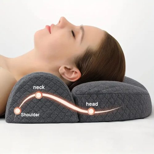 Blux Orthopädisches Nackenkissen aus Memory-Schaum – Grau, mit waschbarem Bezug