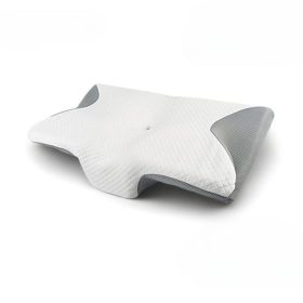   Blux Ergonomisches Nacken- und Schlafkissen aus Memory-Schaum in Schmetterlingsform – 56×32×10 cm, Grau – Weiß
