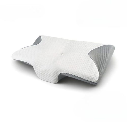 Blux Ergonomisches Nacken- und Schlafkissen aus Memory-Schaum in Schmetterlingsform – 56×32×10 cm, Grau – Weiß