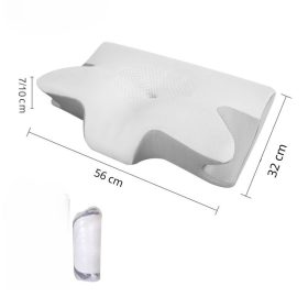   Blux Ergonomisches Nacken- und Schlafkissen aus Memory-Schaum in Schmetterlingsform – 56×32×10 cm, Grau – Weiß