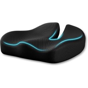   Blux Ergonomisches Sitzkissen aus Memory-Schaum – Mit abnehmbarem, waschbarem Bezug, 40×36×11 cm – Schwarz