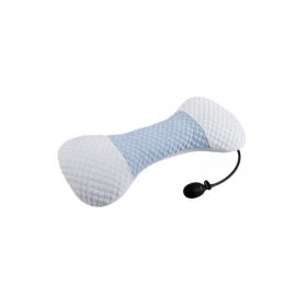   Blux Verstellbares Lordosenstützkissen mit Pumpe – Orthopädischer Memory-Schaum, Hellblau – Weiß