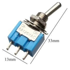   Dreipoliger Kipp-Schalter mit zwei Positionen ON-ON, 6A 125V AC