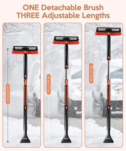 Andeman 3-in-1 Auto-Teleskop-Schneebesen mit Schaber und Eiskratzer (lang)