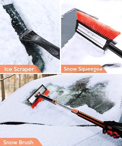 Andeman 3-in-1 Auto-Teleskop-Schneebesen mit Schaber und Eiskratzer (lang)