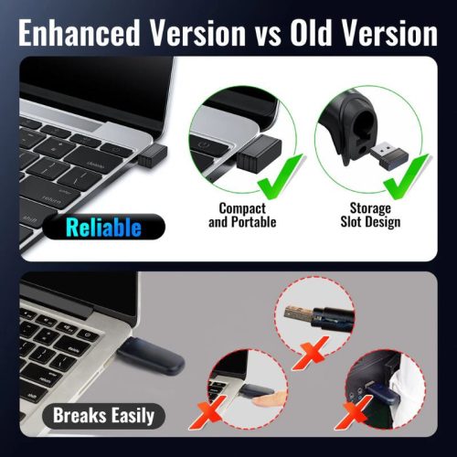 Tera 5100 Laser 1D Kabelloser Barcodescanner – USB, große Reichweite, robustes Design – Schwarz