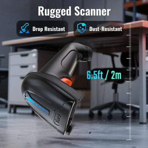 Tera 5100 Laser 1D Kabelloser Barcodescanner – USB, große Reichweite, robustes Design – Schwarz