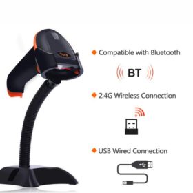   Tera 5100 1D V6. 0Kabelloser Barcode-Scanner mit Halterung – Orange