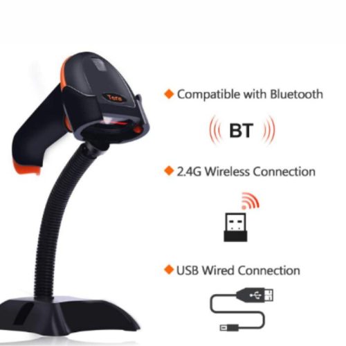 Tera 5100 1D V6. 0Kabelloser Barcode-Scanner mit Halterung – Orange