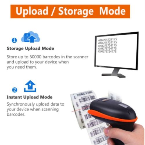 Tera 5100 1D V6. 0Kabelloser Barcode-Scanner mit Halterung – Orange