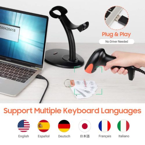 Tera 6900 1D Laser-USB-Barcodescanner mit Smart Stand – Schnelles und präzises Scannen