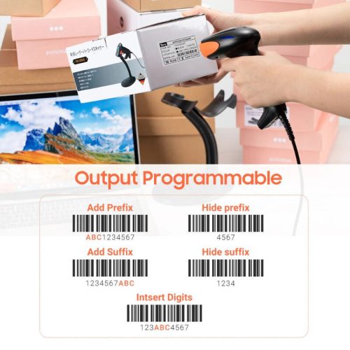 Tera 6900 1D Laser-USB-Barcodescanner mit Smart Stand – Schnelles und präzises Scannen