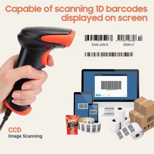 Tera 8200 Kabelloser 1D-Barcodescanner mit Ständer – 2,4-GHz- und USB-Anschluss, 2500-Pixel-Auflösung, schnelles und präzises Scannen